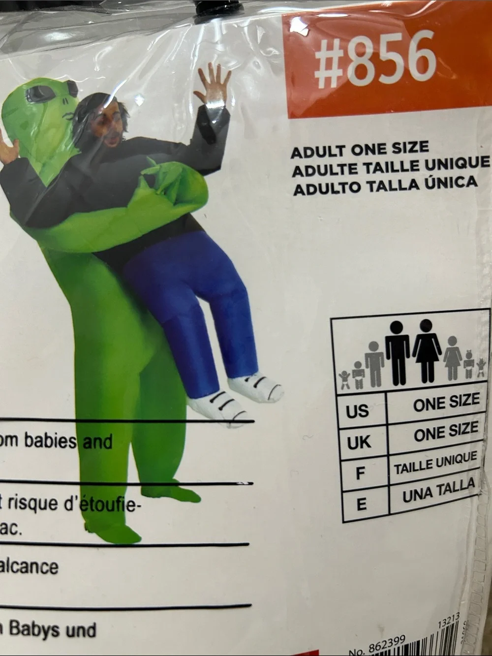 Alien Pick Me Up Inflatable Kids Costume - Green